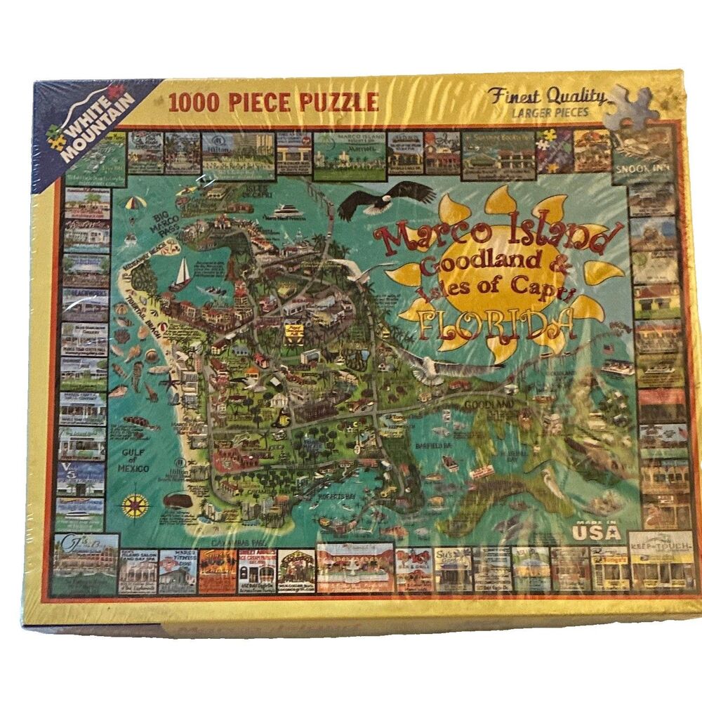 White Mountain 1000 PC Jigsaw Puzzle Marco Island Florida Map New Factory Sealed